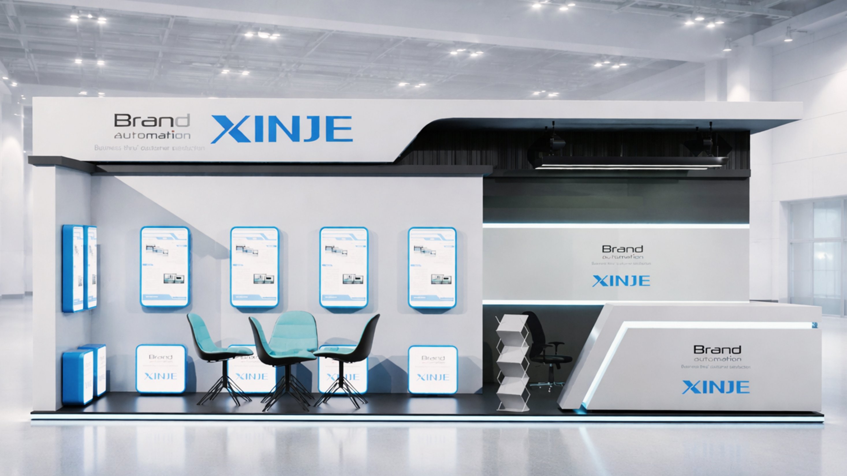 Exhibition Stall Concept — Architectural CGI animation for Xinje · Brand Automation